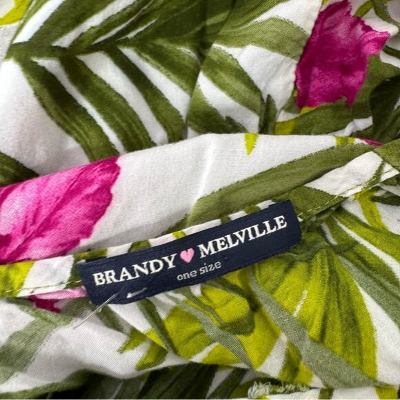 Brandy Melville dress tropical 🌴 green white pink open back strappy beach 🏖️ - Picture 13 of 14